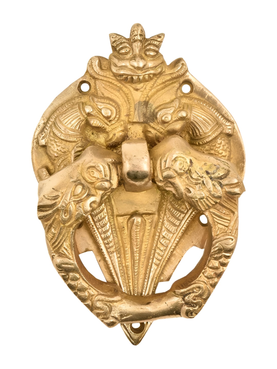 

Indianshelf Beige Bat Face On Top Two Birds Door Ring Knocker