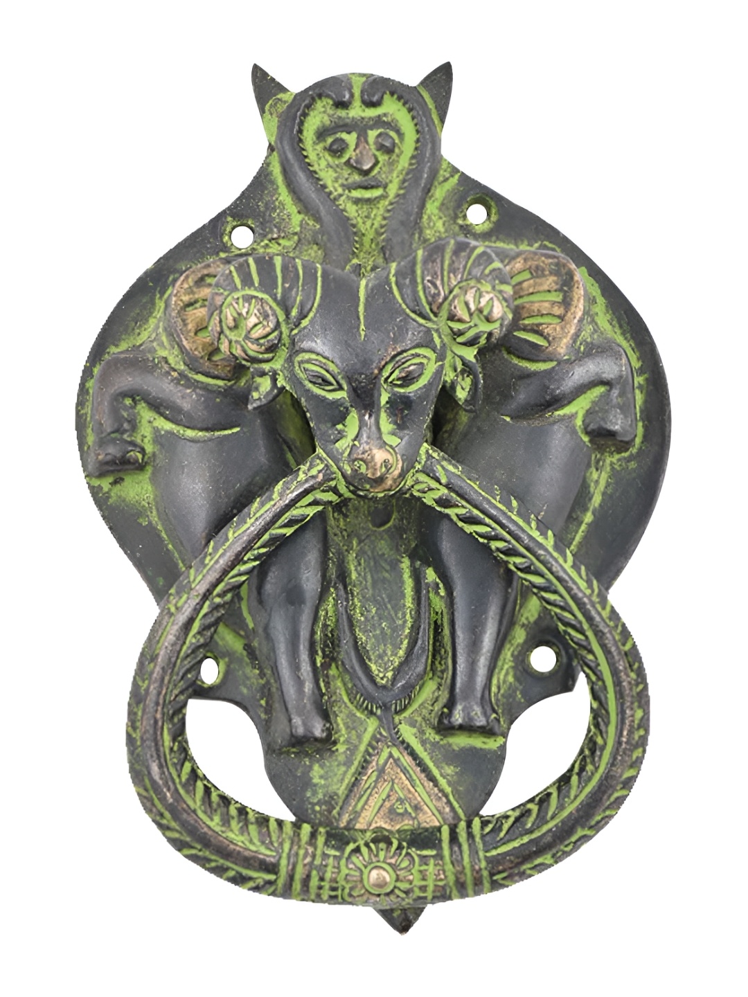 

Indianshelf Black & Green Deer Two Elephants Knocker