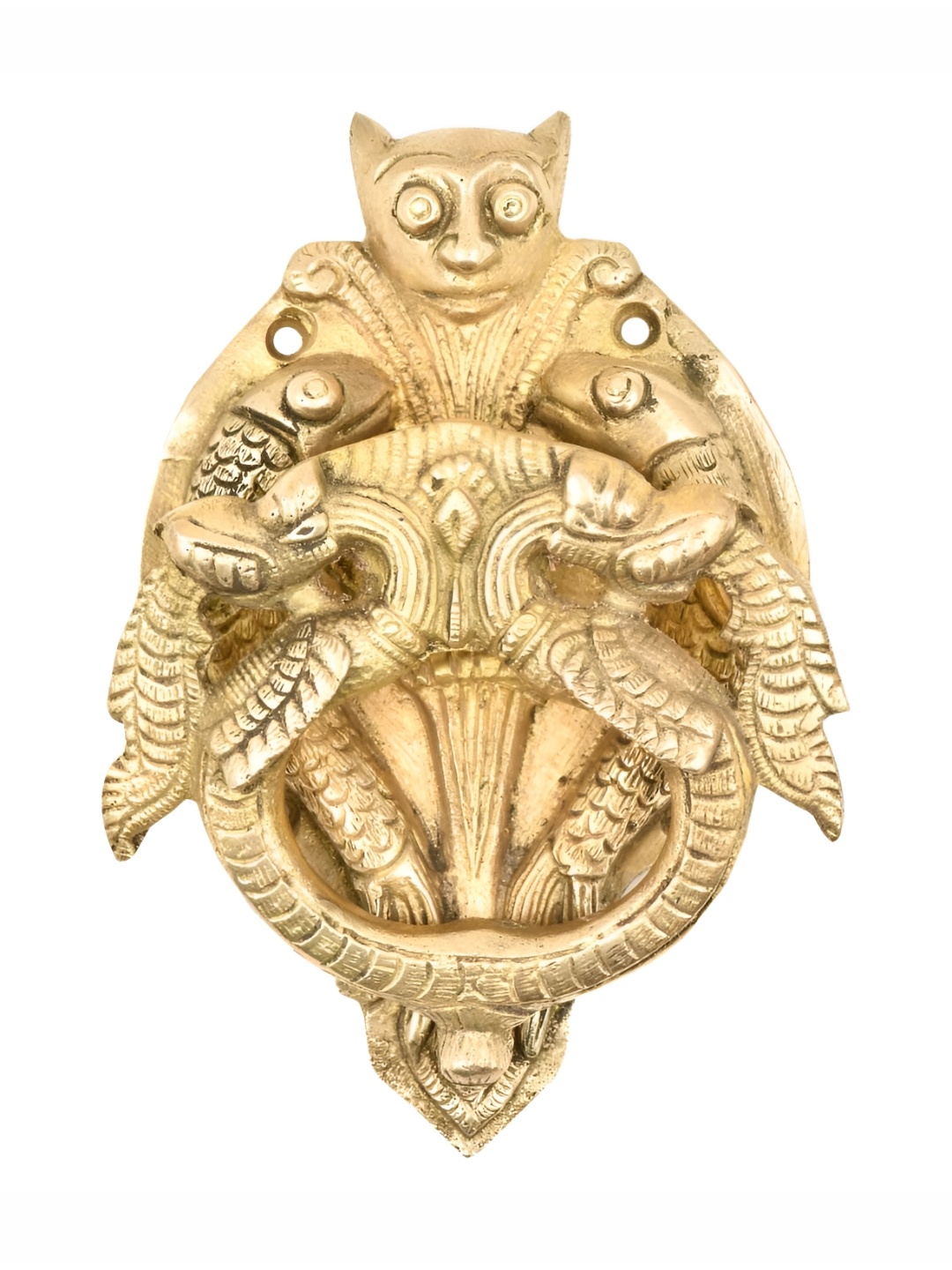 

Indianshelf Beige Door Knocker With Dragon Two Fishes