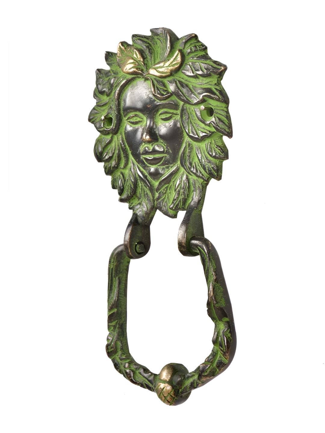 

Indianshelf Black & Green Victorian Lady Face Door Knocker With Patina