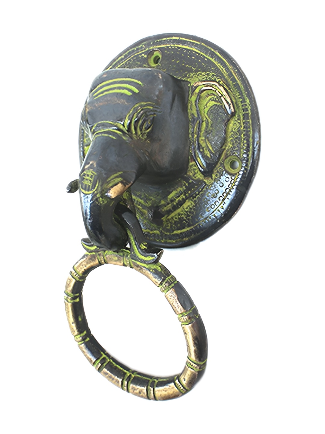 

Indianshelf Yellow & Green Antique Elephant Door Knocker