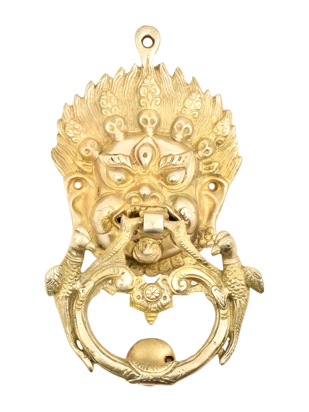 

Indianshelf Beige Vajra Mahakala Buddha Head Bird Brass Door knocker