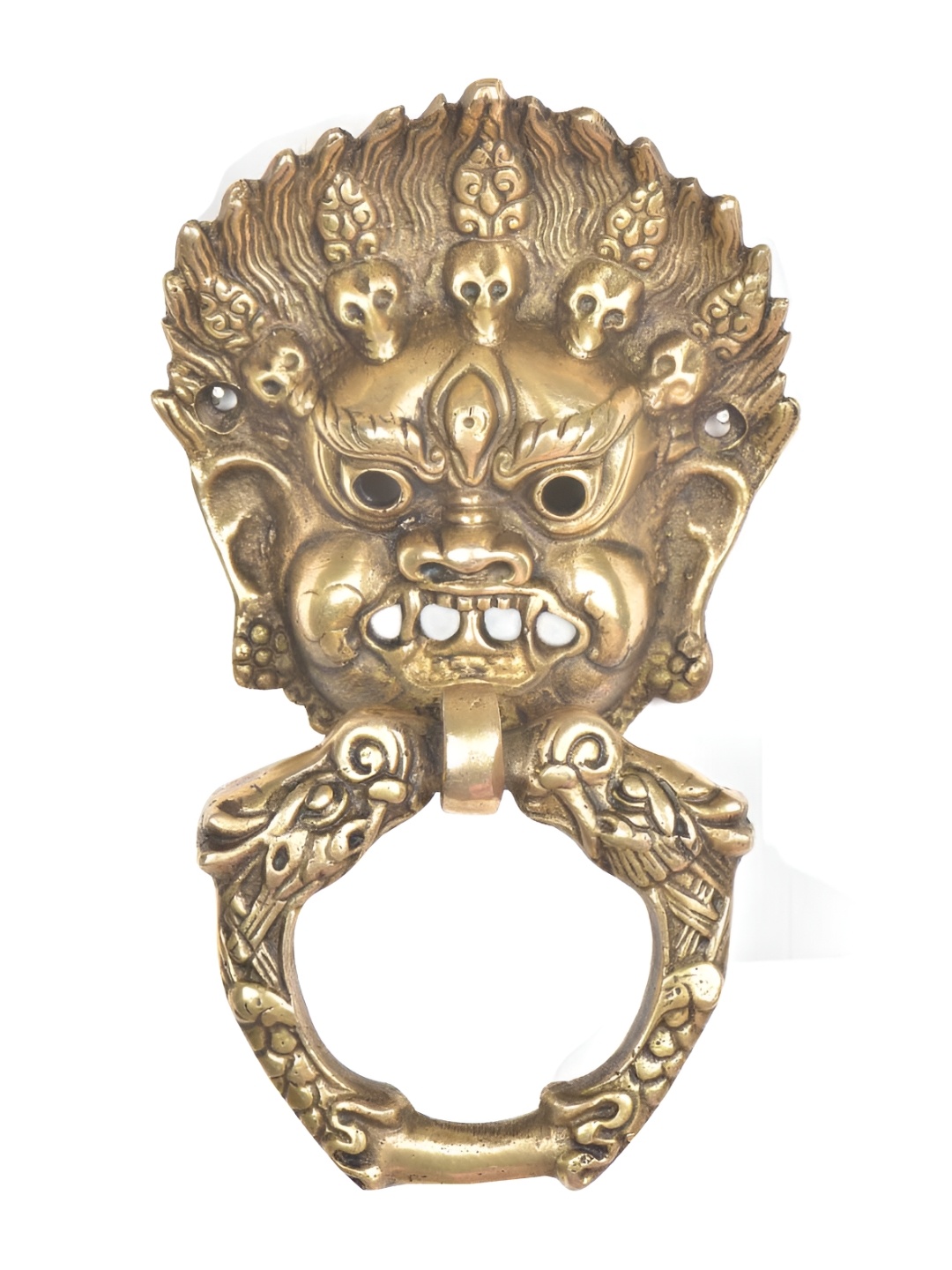 

Indianshelf Beige Vajra Mahakala Buddha Head Door Knocker Ring