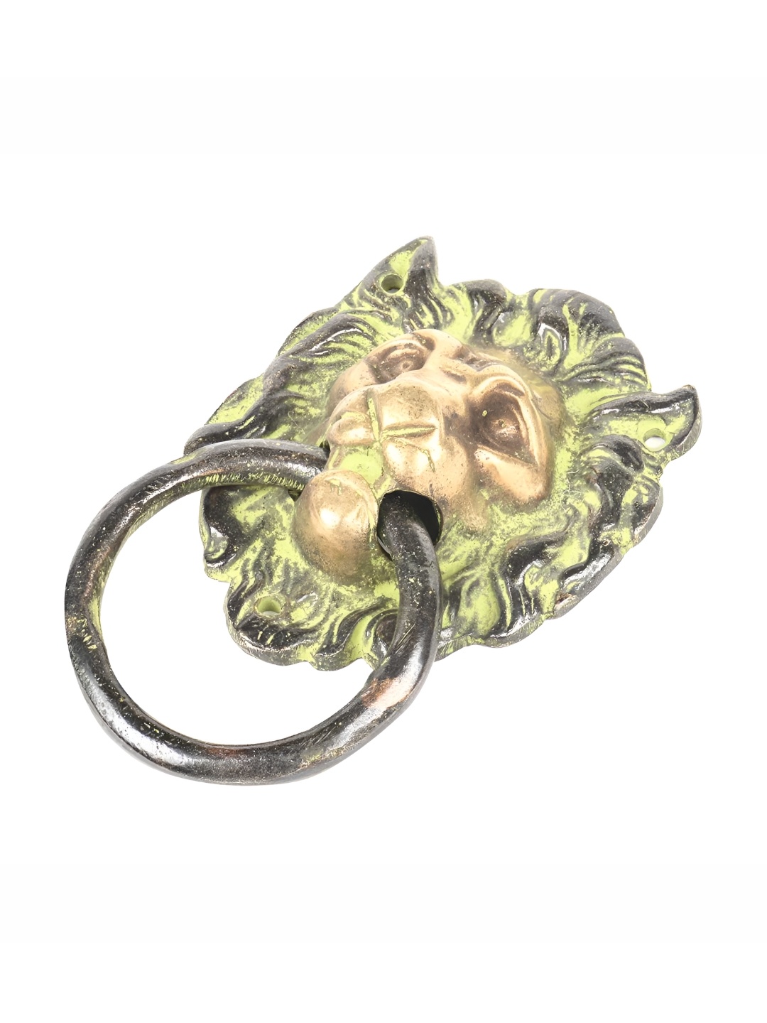 

Indianshelf Beige & Green Lion Face Door Knocker