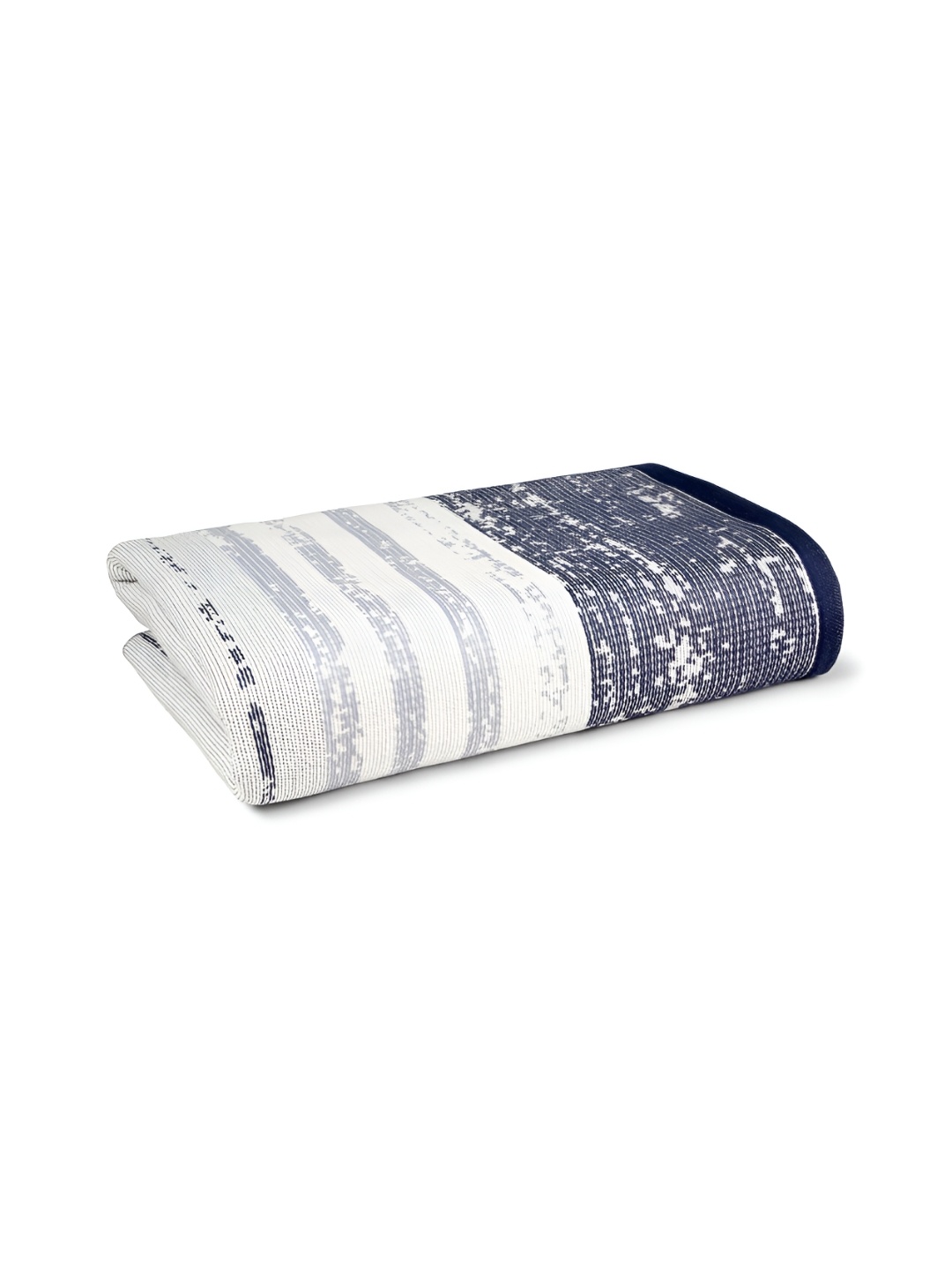 

MYTRIDENT White & Blue Cotton 520 GSM Bath Towel