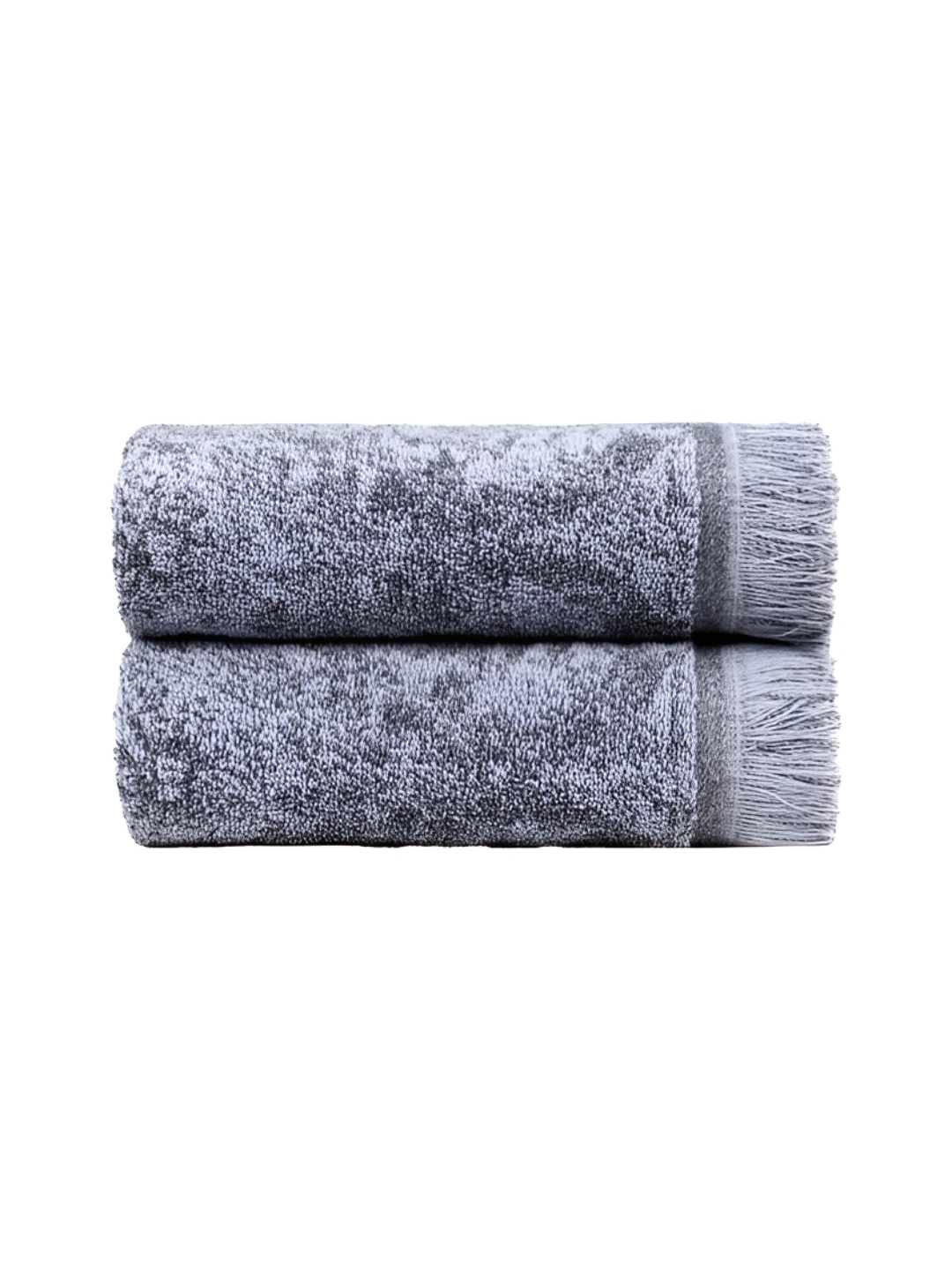 

MYTRIDENT 2 Pieces Black & Grey Self-designed 525 GSM Pure Cotton Hand Towels