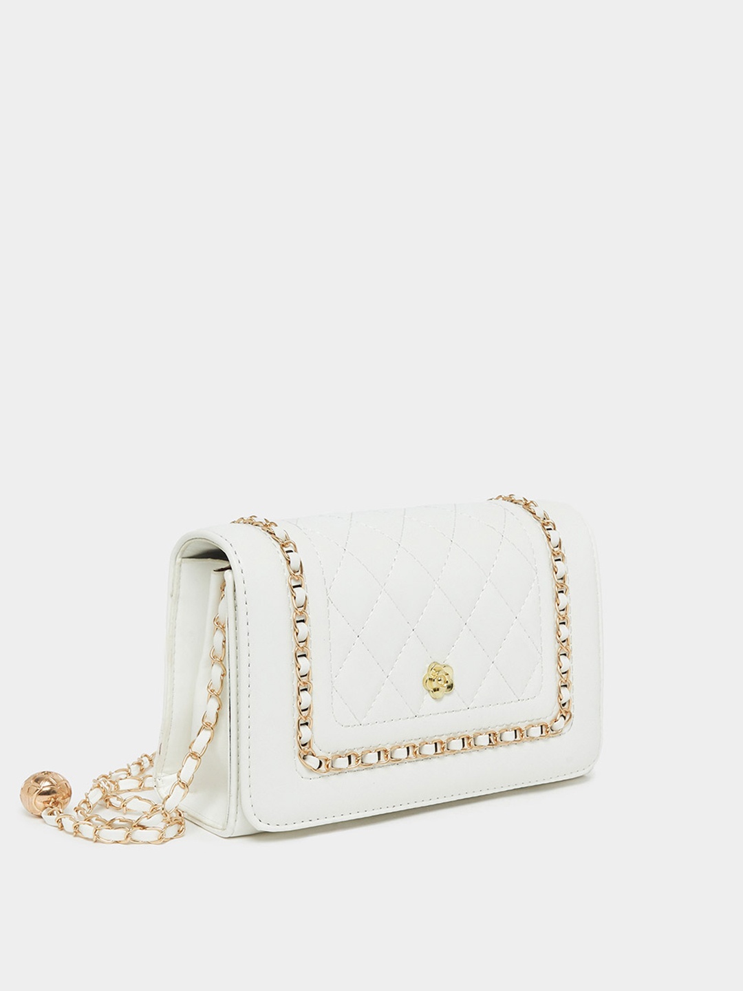 

Styli Women All Over Chain Design Shoulder Bag, White