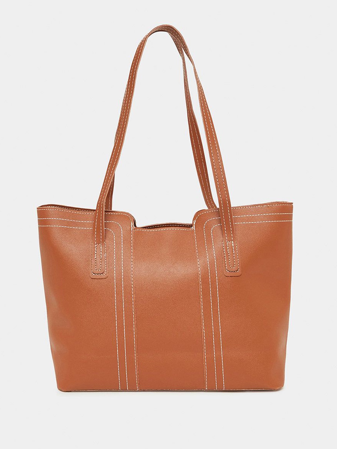 

Styli Brown Stitch Line Oversized Shopper Shoulder Bag