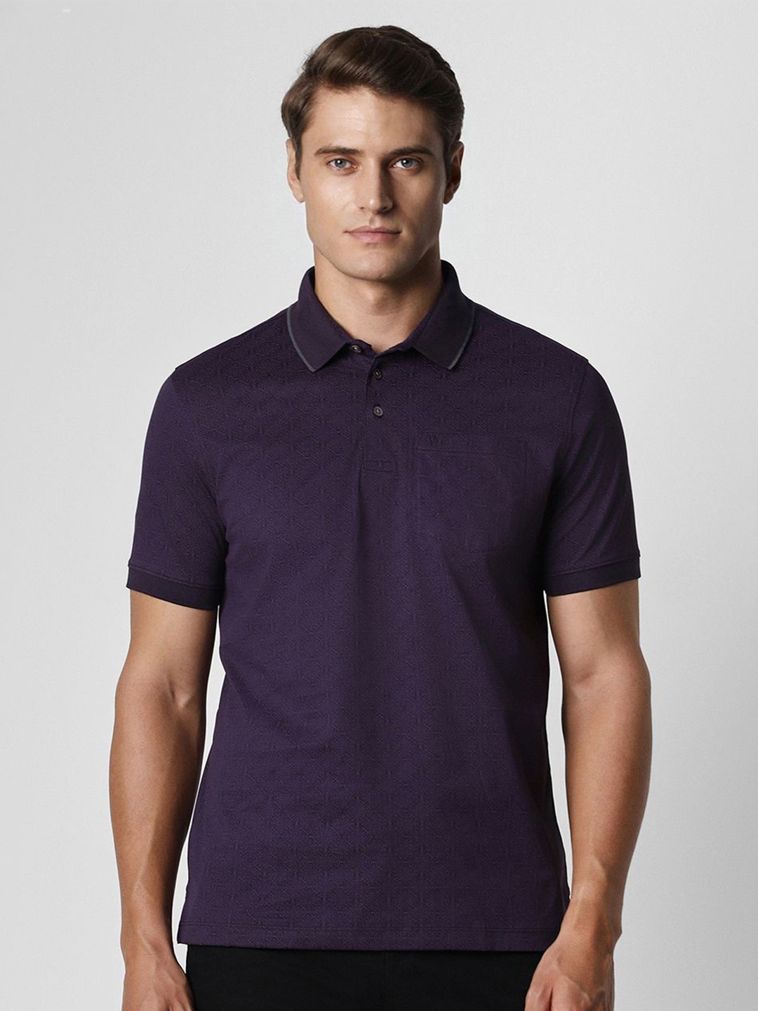 

Van Heusen Polo Collar Short Sleeves Cotton Casual T-shirt, Purple