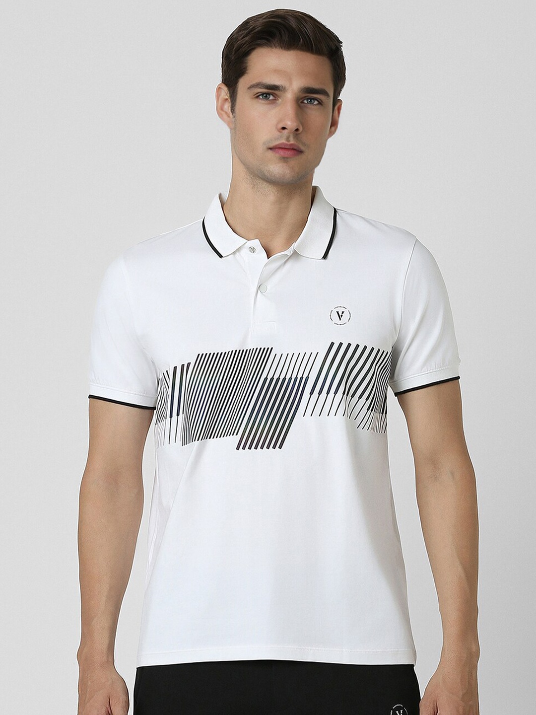 

Van Heusen Flex Geometric Printed Polo Collar Casual T-shirt, White