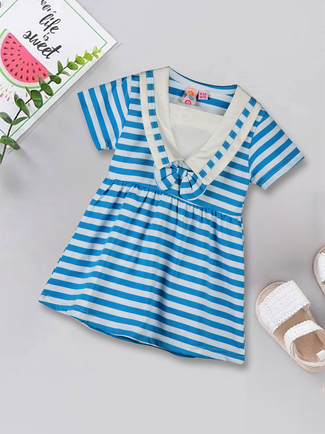 

Kids On Board Infants Striped Fit & Flare Dress, Blue