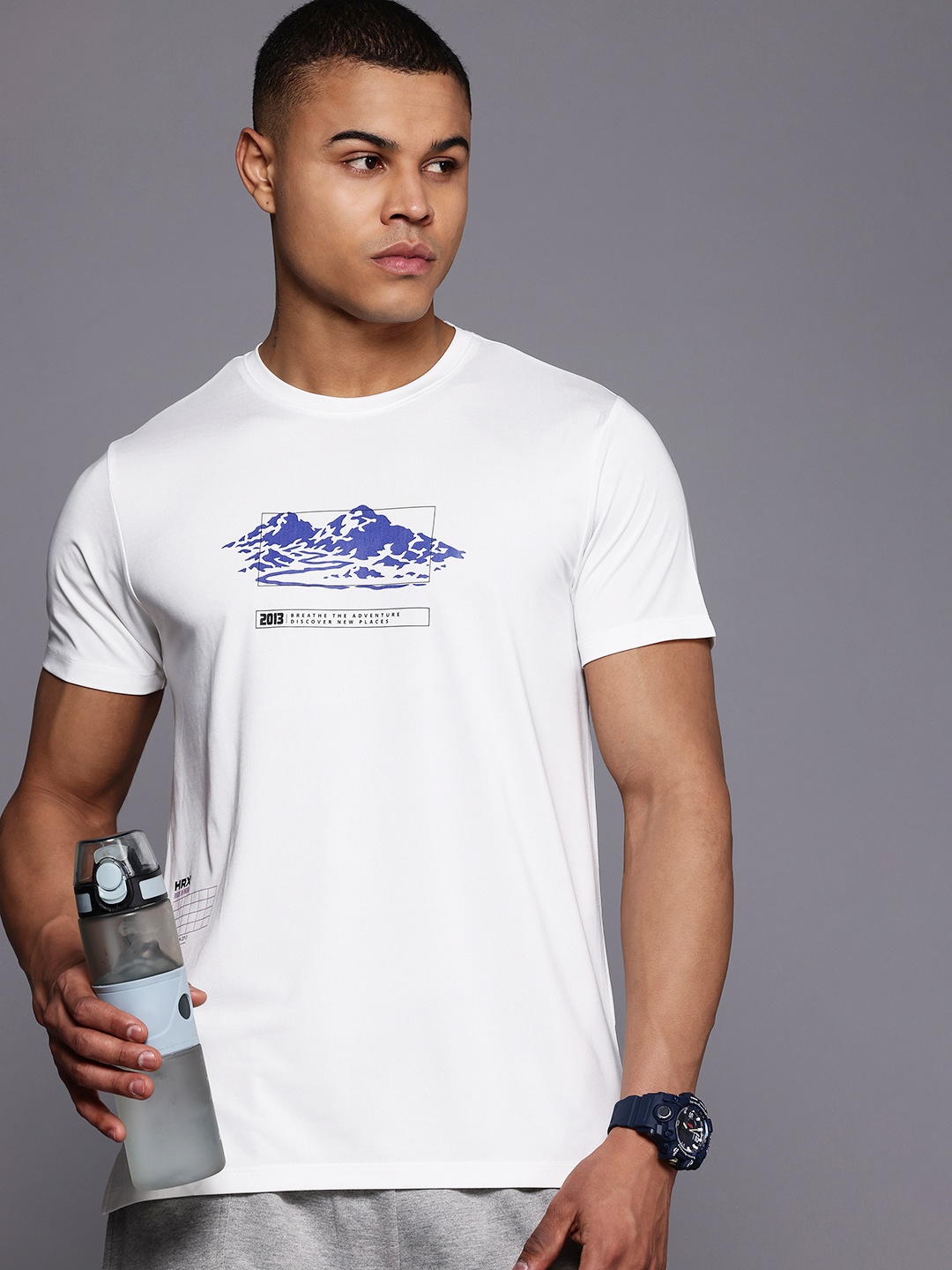 

HRX by Hrithik Roshan Men Graphic Printed Training T-shirt, White