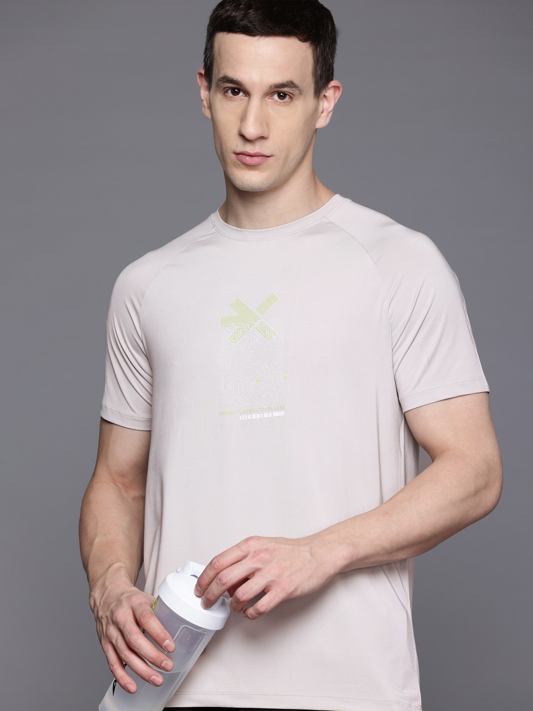 

HRX by Hrithik Roshan Men Graphic Printed Raglan Sleeves Training T-shirt, Grey