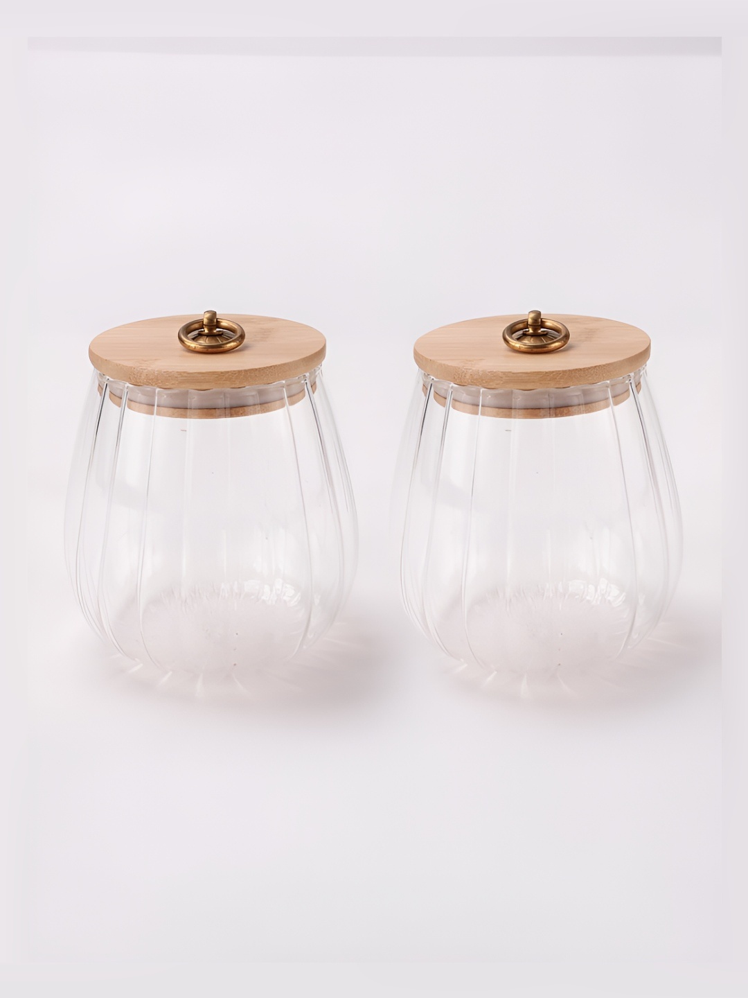 

UMAI 2 Pcs Transparent Kitchen Storage Borosilicate Glass Jar With Bamboo Lid 830 ml Each