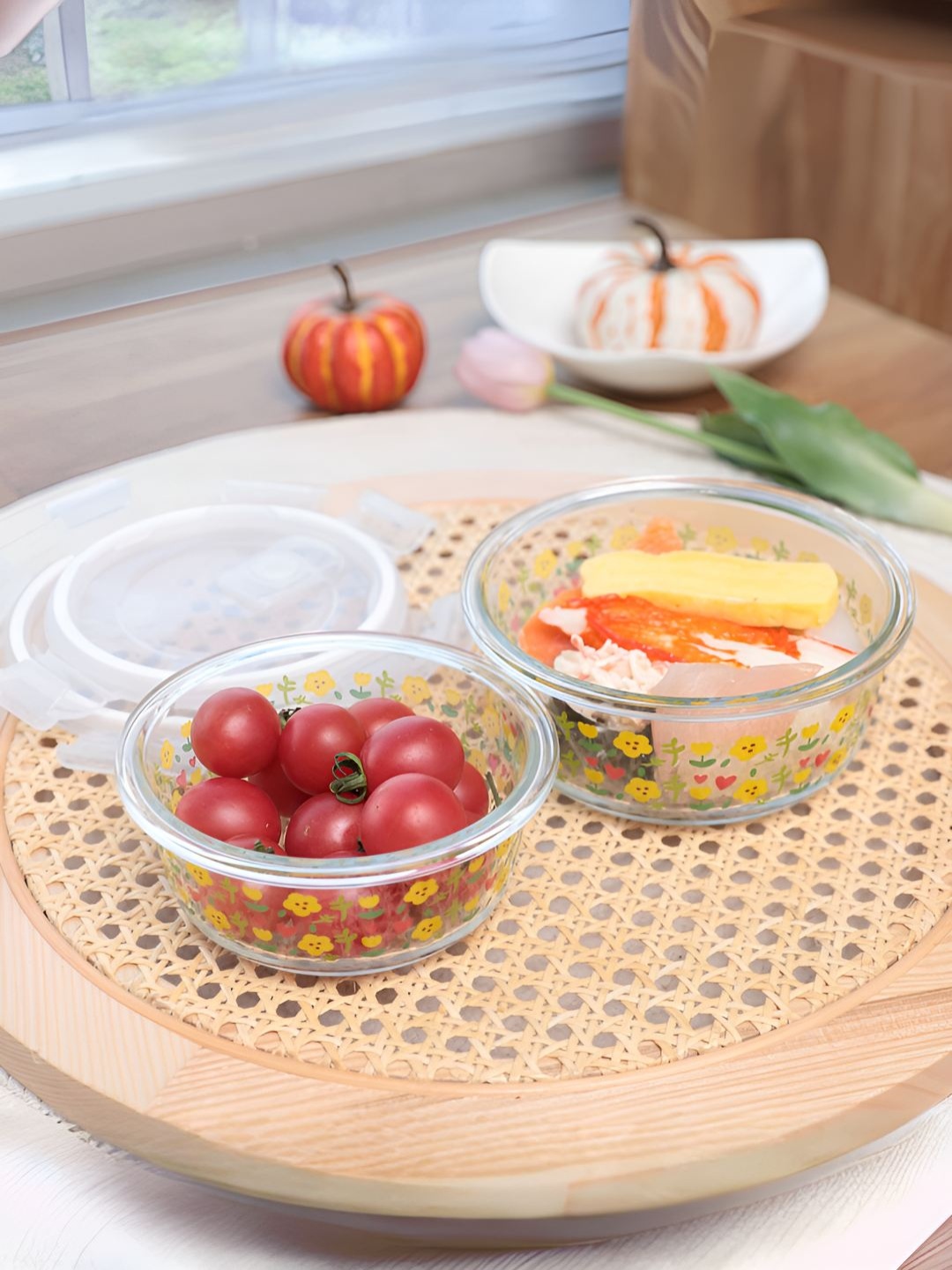 

UMAI Transparent 2-pcs Borosilicate Microwave Saf Kitchen Containers Set With Lid