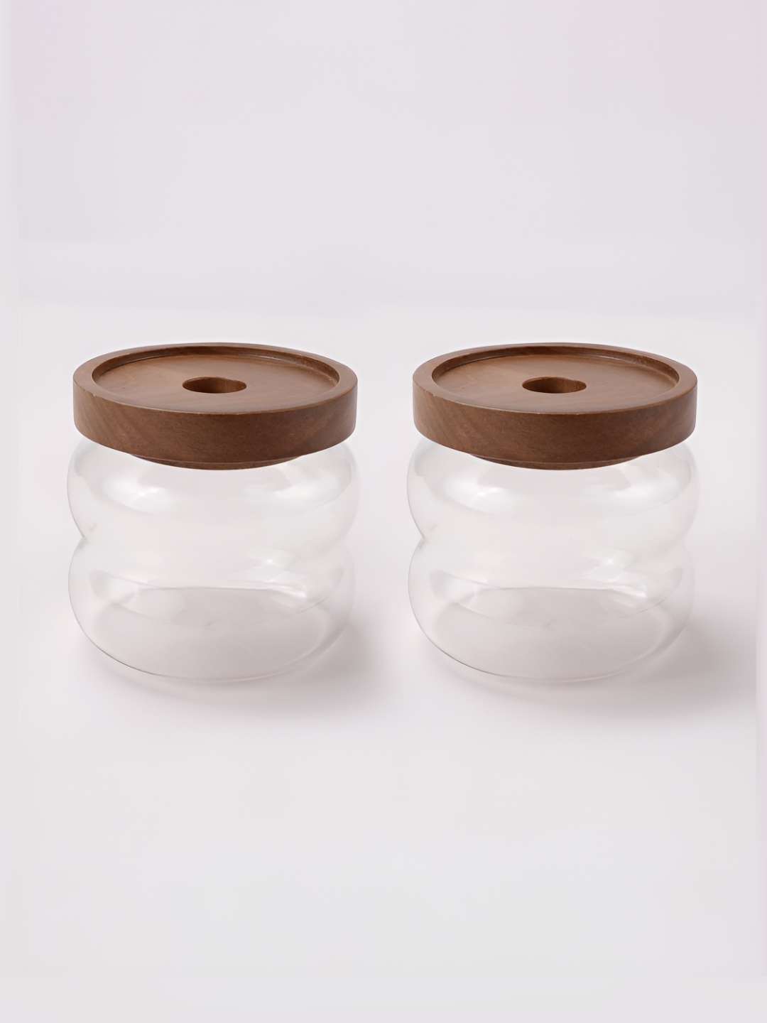

UMAI 2 Pcs Transparent Borosilicate Glass Jar With Bamboo Lid