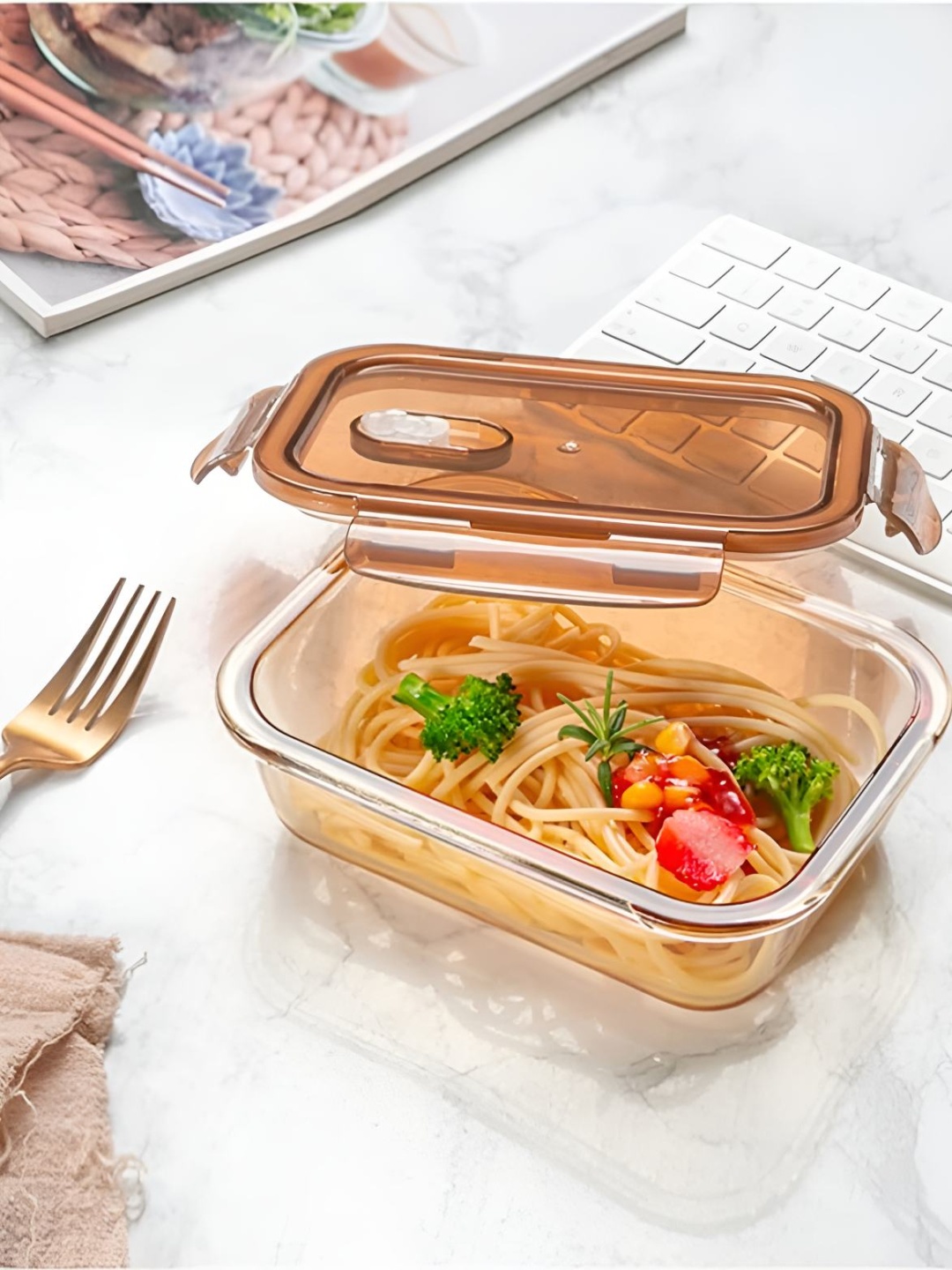 

UMAI Amber-colored 3-pcs Borosilicate Glass Kitchen Containers Set With Lid 600 ml, Yellow