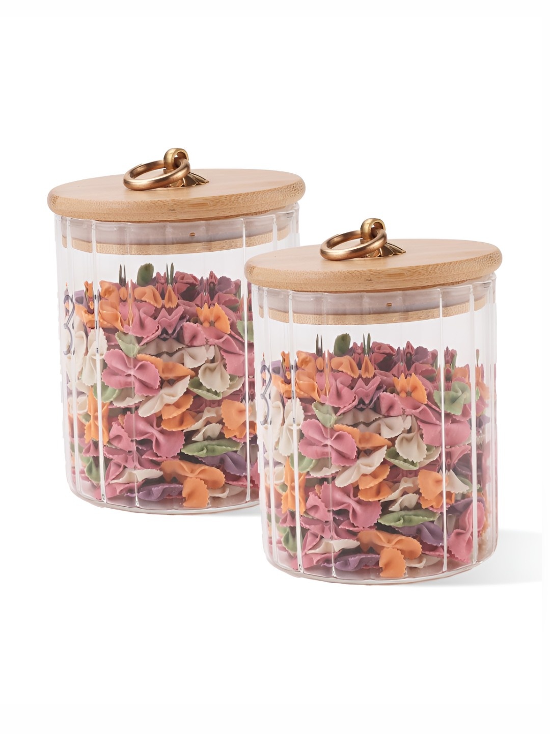 

UMAI 2 Pcs Transparent Borosilicate Glass Jar With Bamboo Lid 530 ml Each