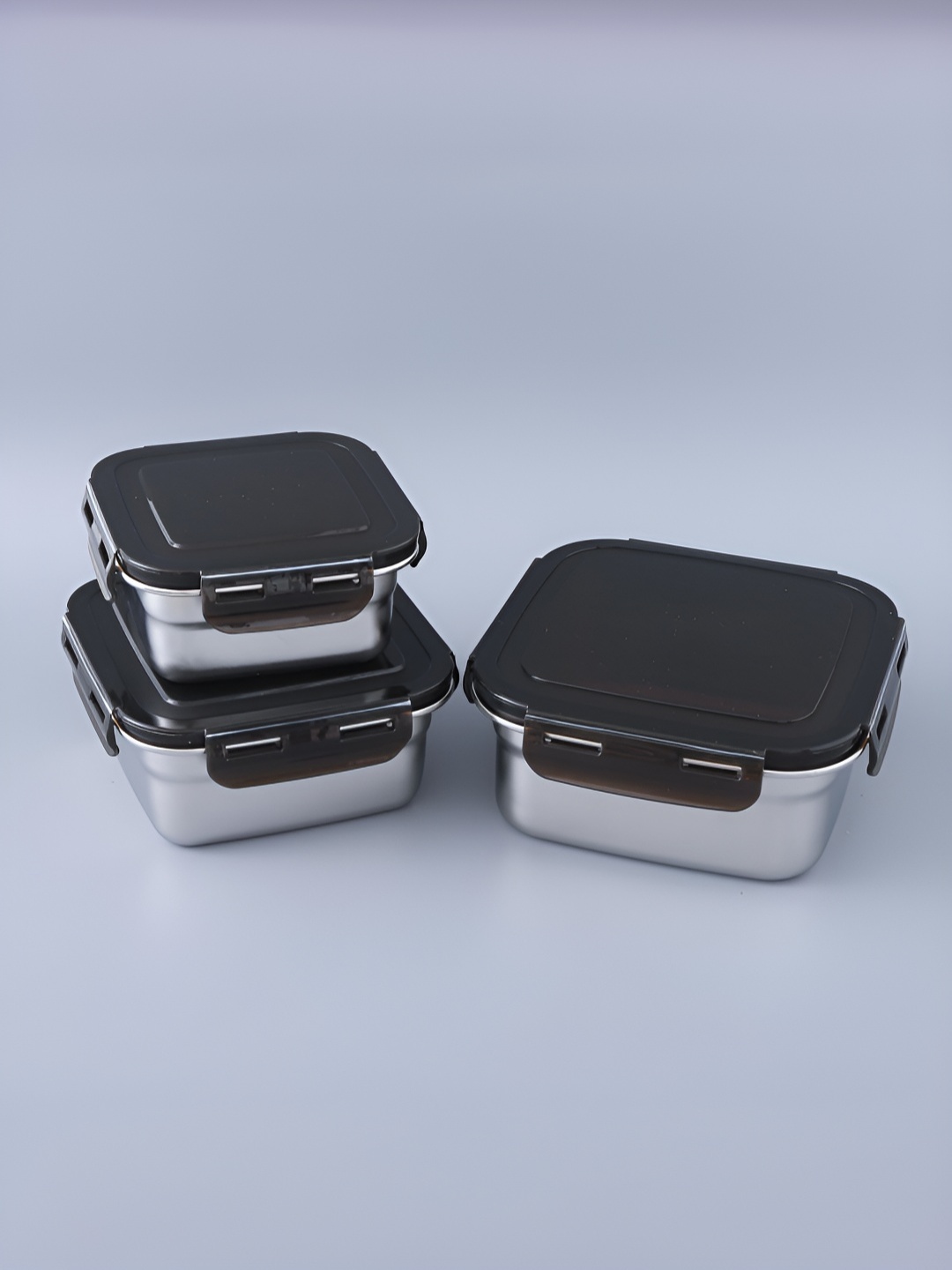 

UMAI 3 Pcs Black Stainless Steel Kitchen Containers With Lid