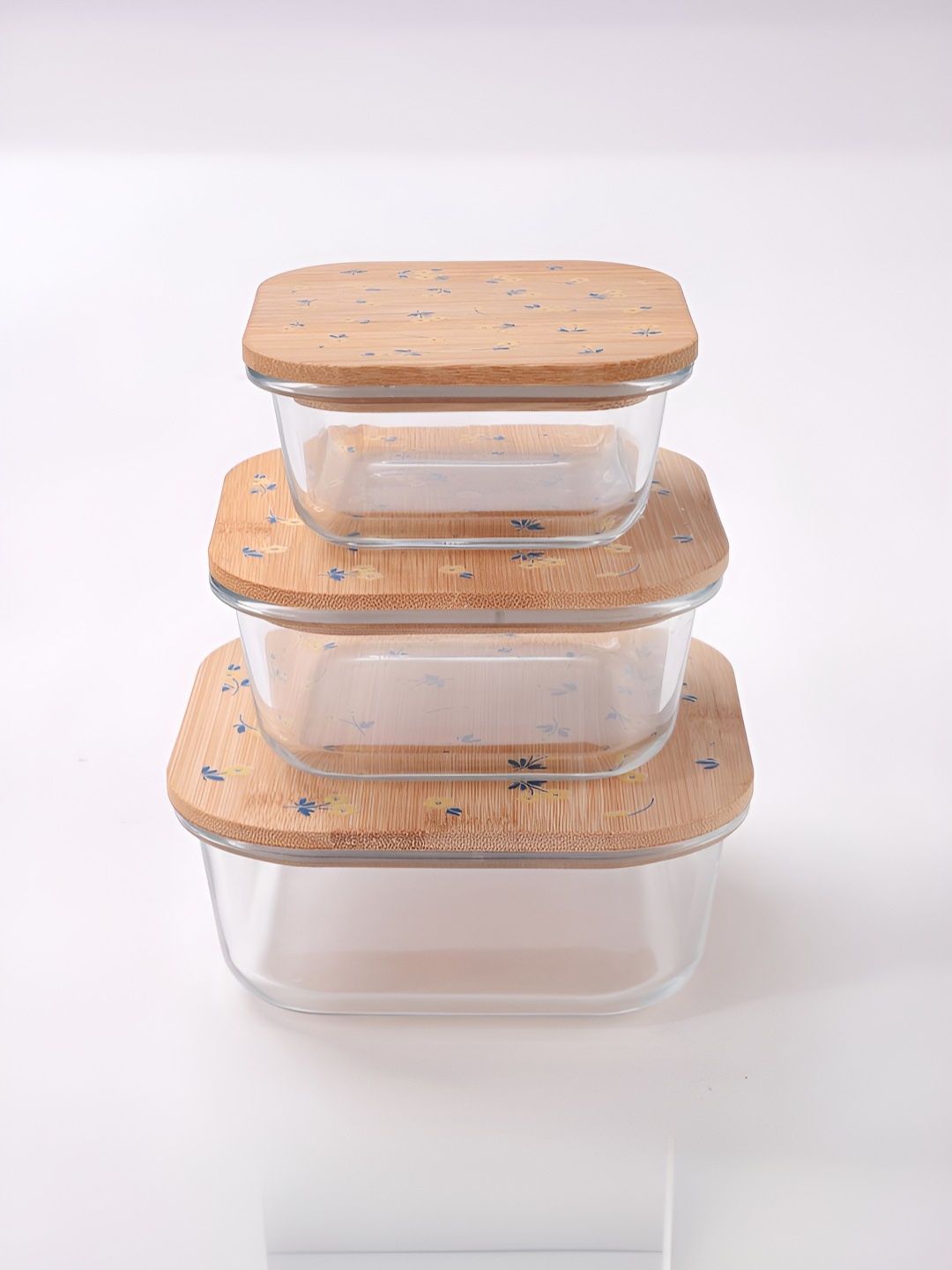 

UMAI 3 Pcs Transparent Borosilicate Glass Containers With Bamboo Lid