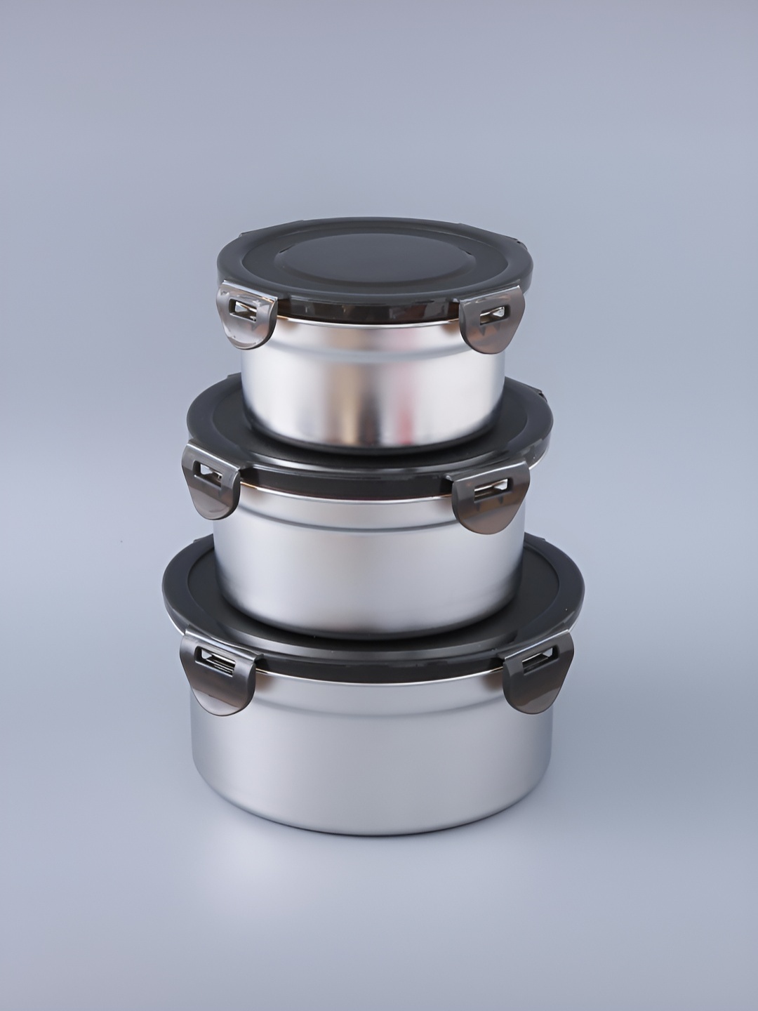 

UMAI 3 Pcs Black Stainless Steel Kitchen Containers With Lid