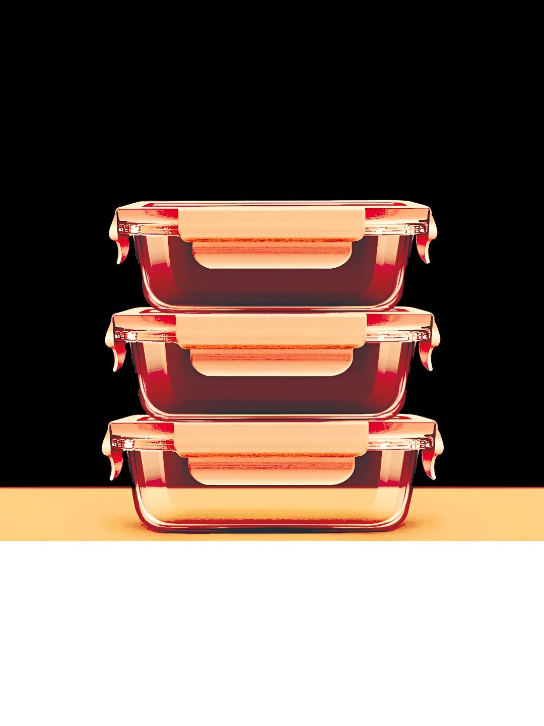 

UMAI 3 Pcs Yellow Borosilicate Glass Kitchen Containers Set With Airvent Lid