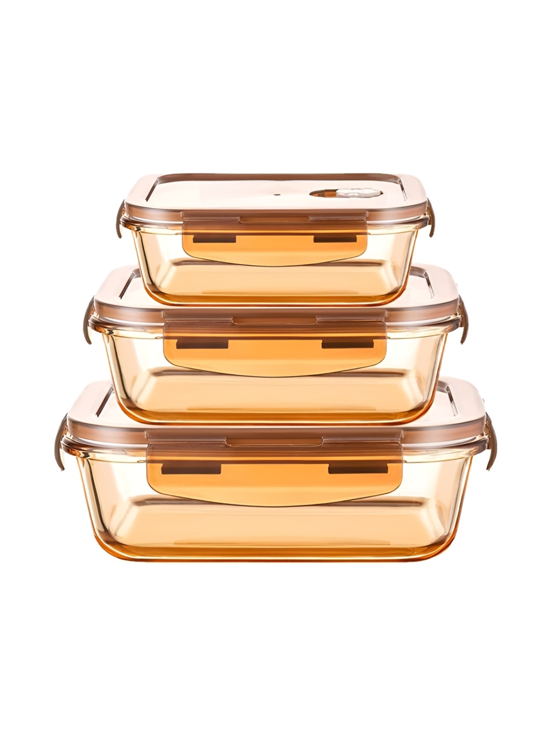 

UMAI Amber-colored 3-pcs Borosilicate Glass Containers Set With Lid, Yellow