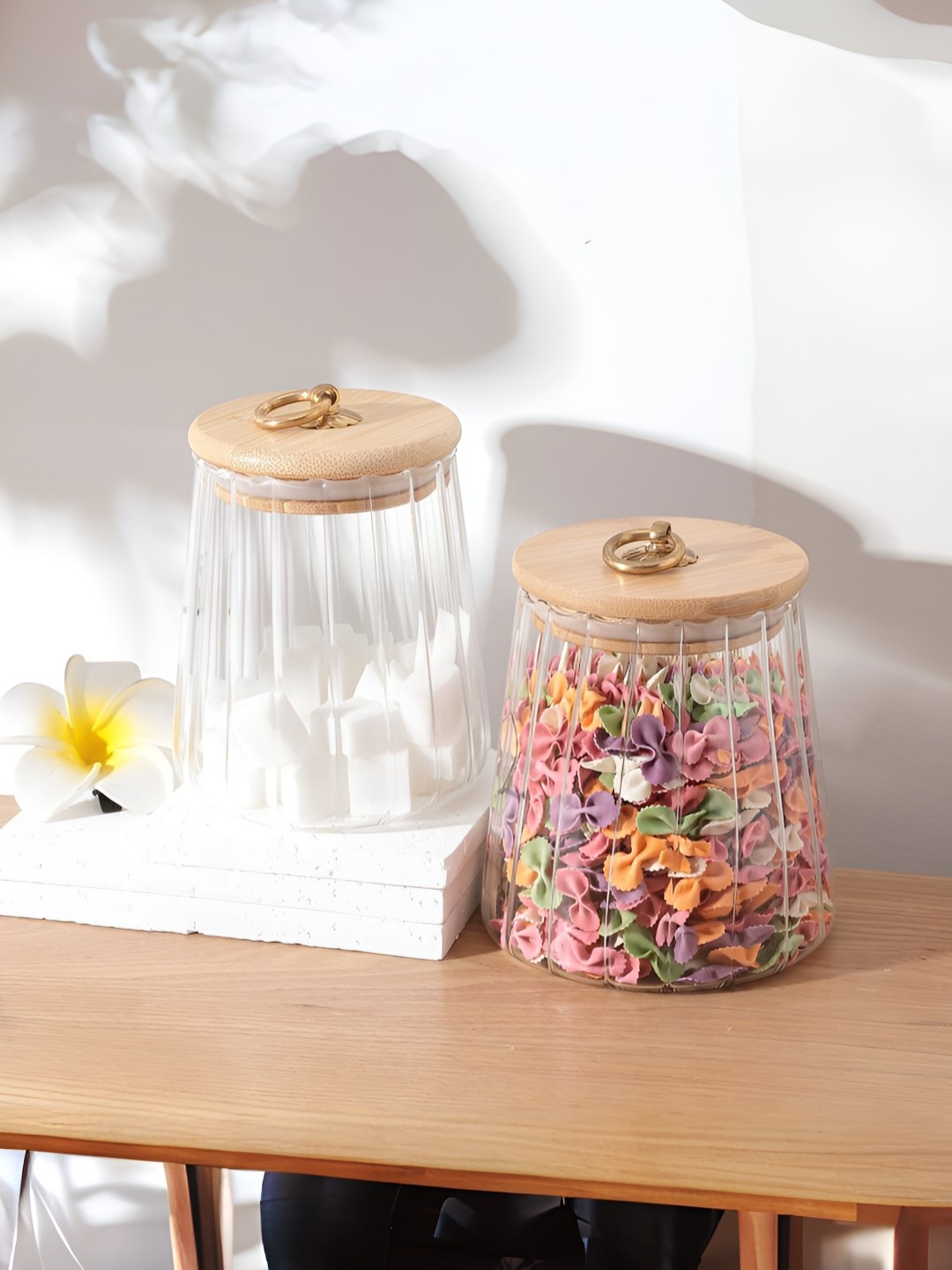 

UMAI 2 Pcs Transparent Borosilicate Glass Jar With Bamboo Lid