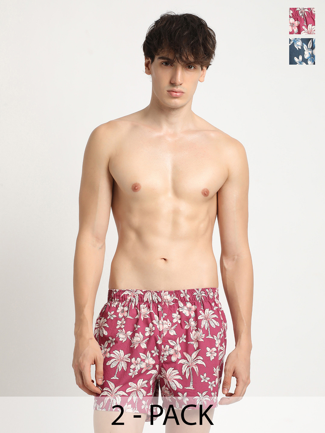 

THE BEAR HOUSE Pack Of 2 Assorted Pure Cotton Boxers