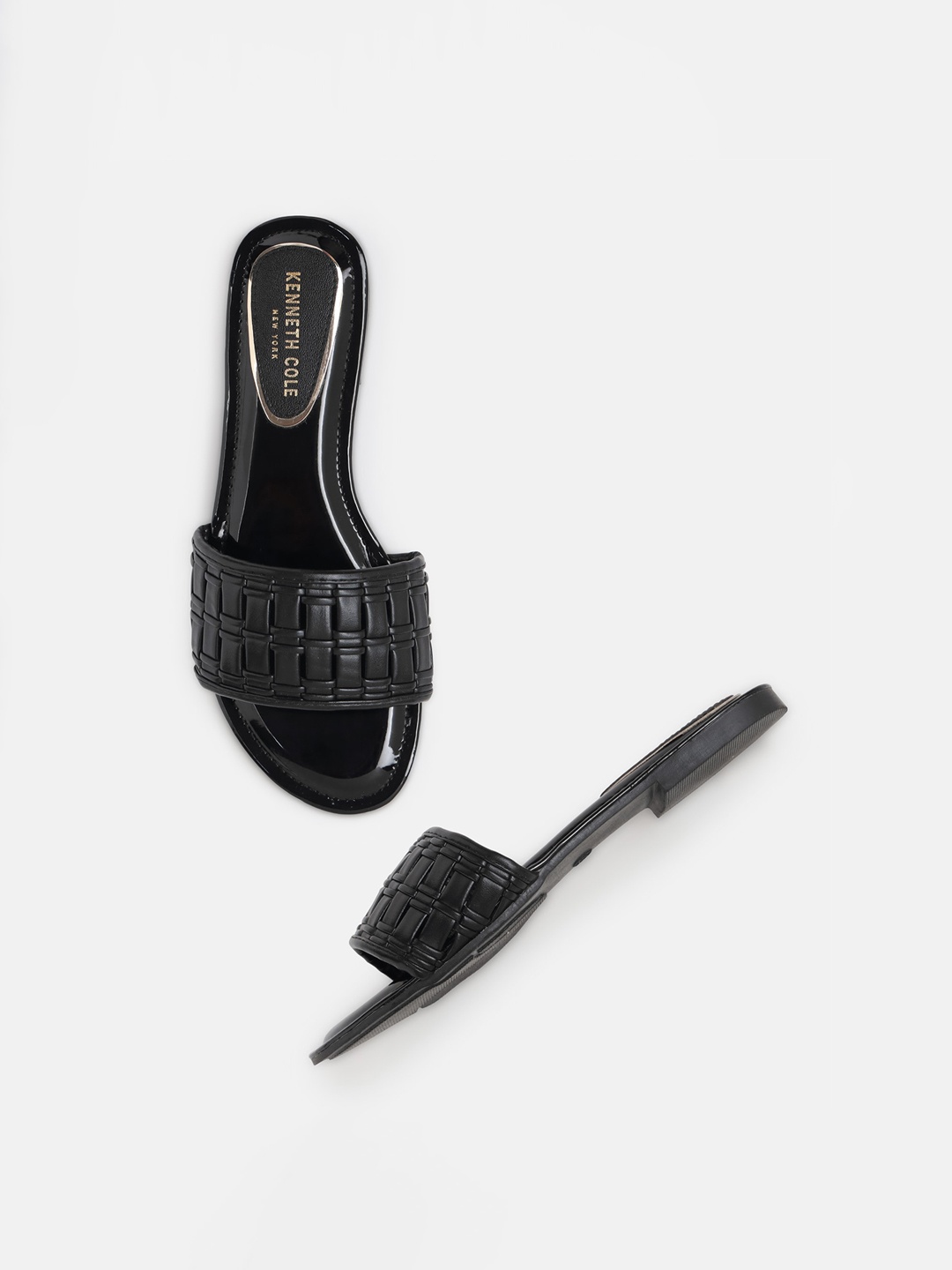 

Kenneth Cole Textured Open Toe Flats, Black