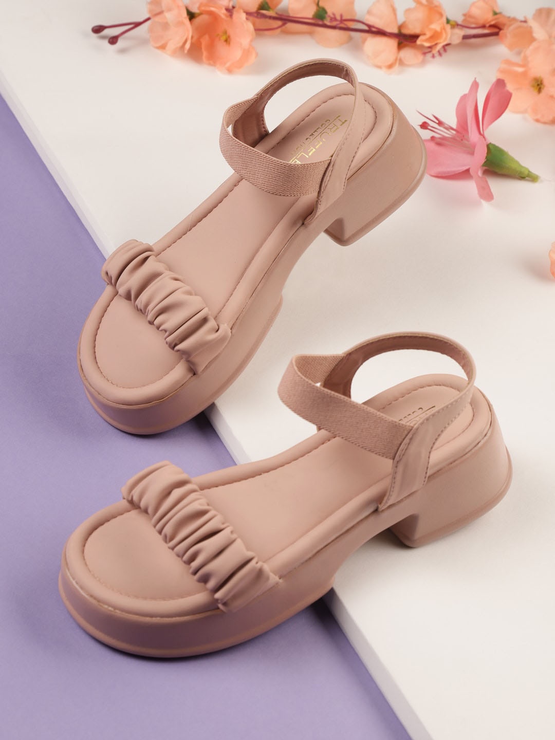 

Truffle Collection Textured Platform Heels, Pink
