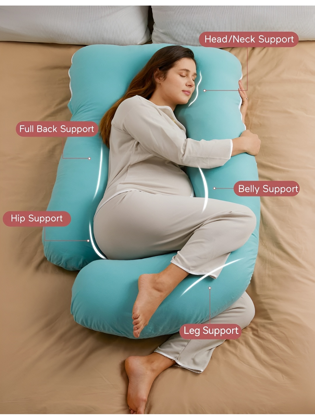 

Pum Pum Blue Filled Faux Velvet Ultra Soft U Shaped Maternity Pillow