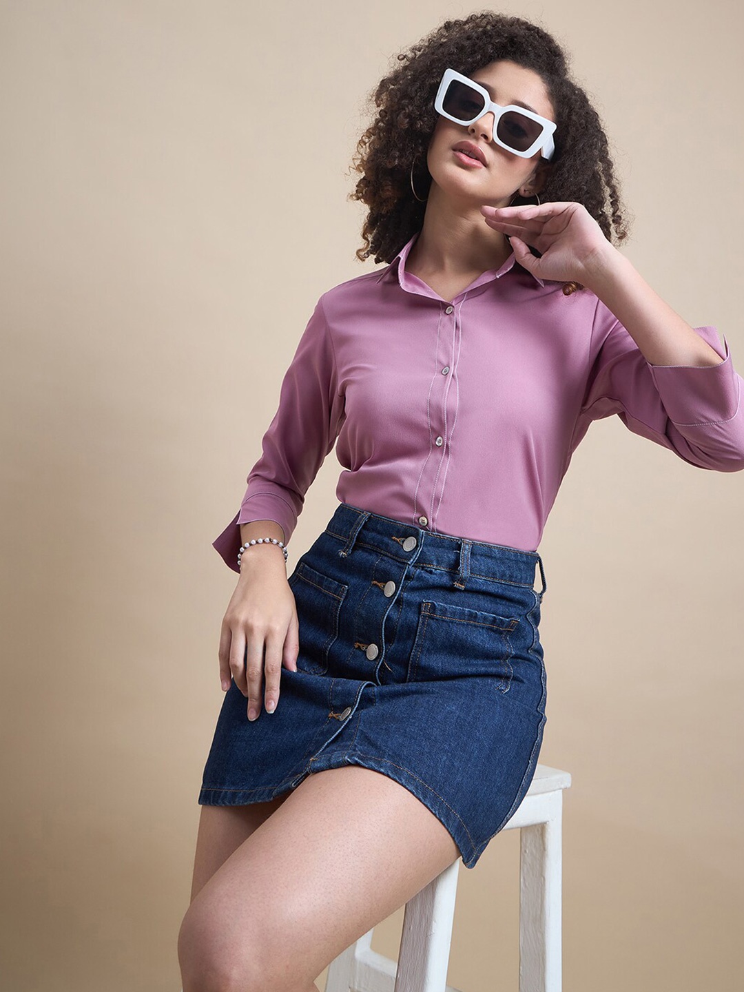 

The Roadster Lifestyle Co. Purple Spread Collar Shirt