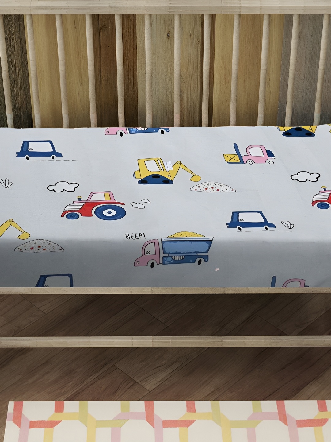 

Innovative Edge Grey & Blue Cartoon Characters Cotton 180 TC Fitted Crib Bedsheet