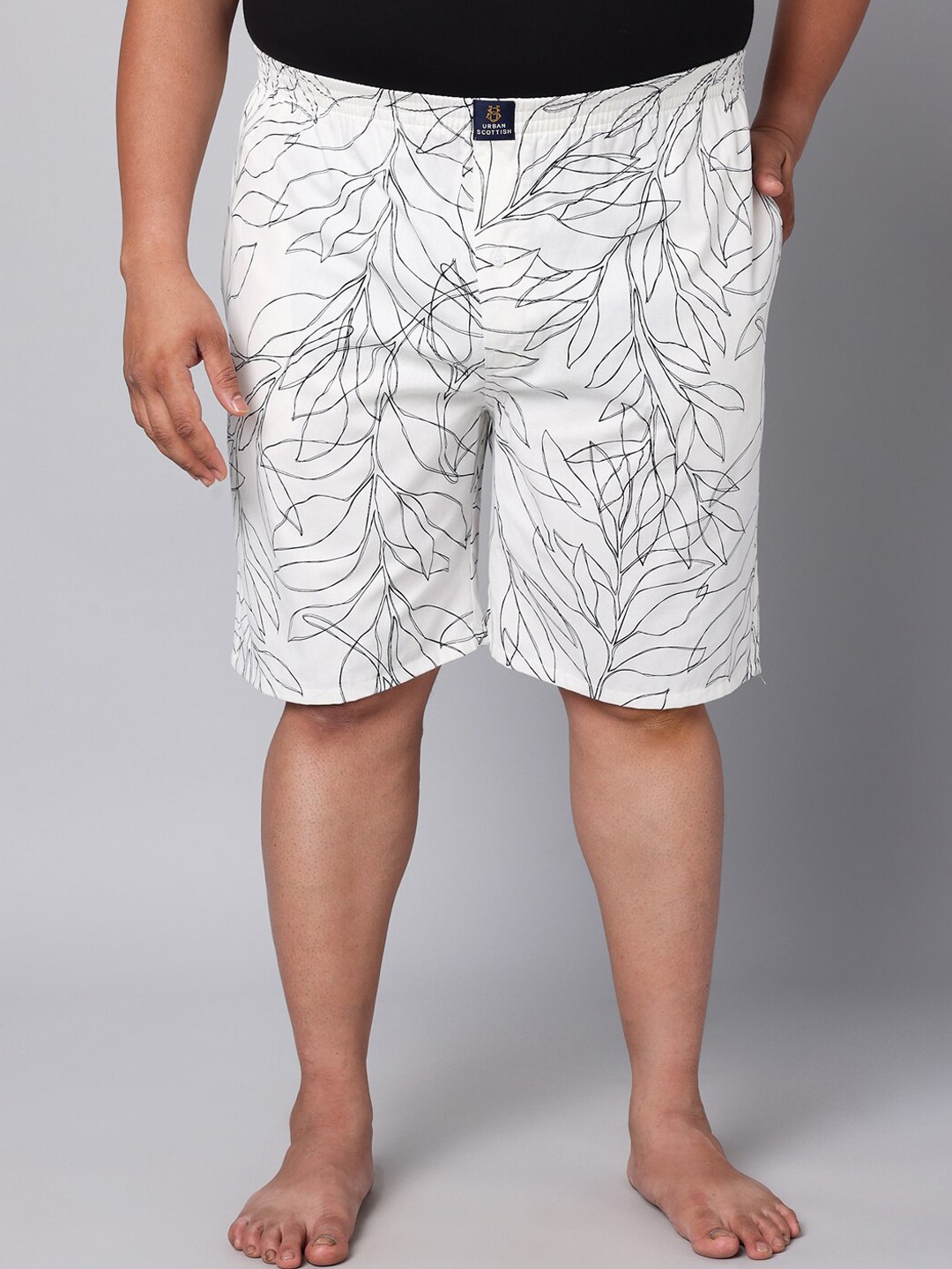 

URBAN SCOTTISH Plus Size Printed Pure Cotton Boxers USBX148, White