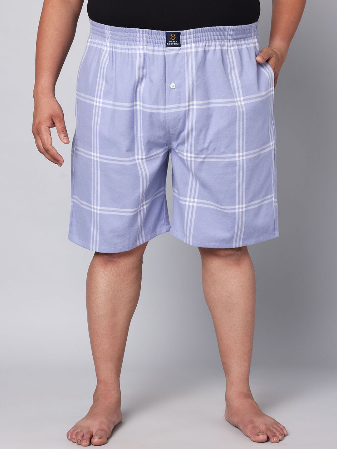 

URBAN SCOTTISH Plus Size Checked Pure Cotton Boxer USBX141, Purple