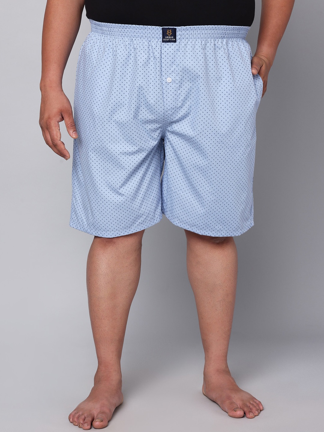 

URBAN SCOTTISH Plus Size Printed Pure Cotton Boxers USBX162, Blue