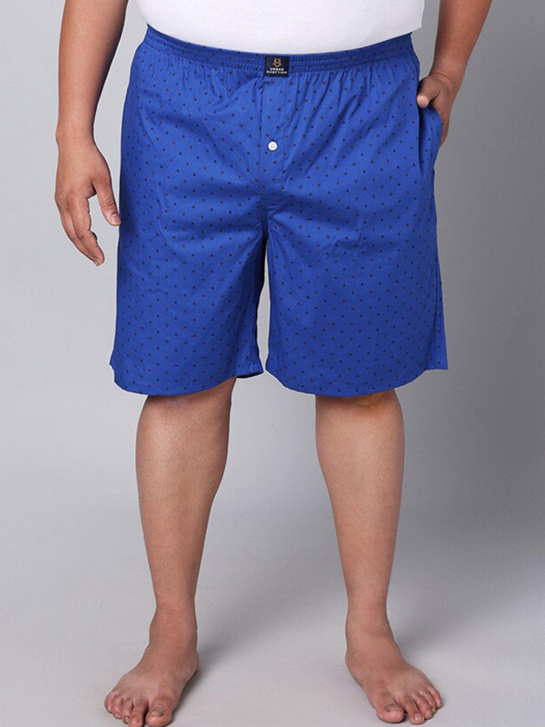 

URBAN SCOTTISH Plus Size Printed Pure Cotton Boxers USBX166, Blue