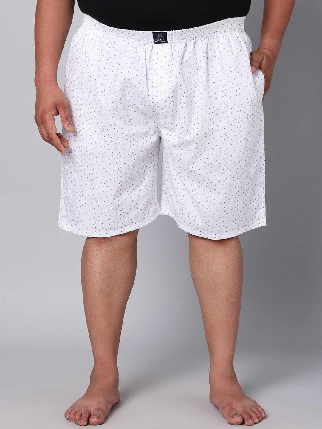 

URBAN SCOTTISH Plus Size Printed Pure Cotton Boxer USBX160, White