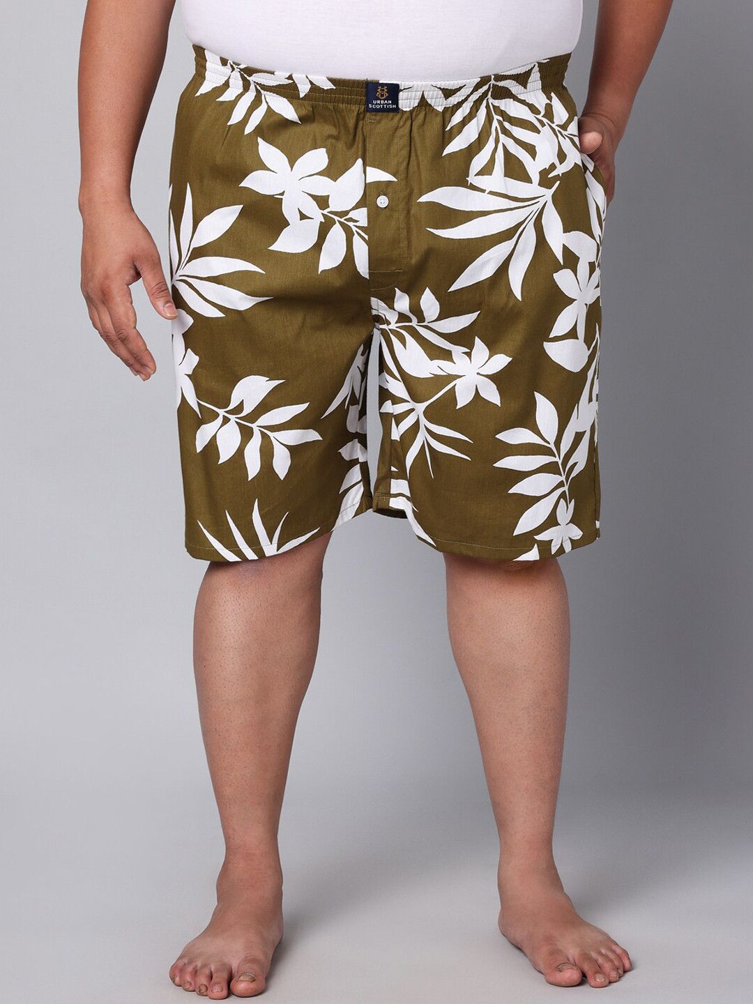 

URBAN SCOTTISH Plus Size Printed Pure Cotton Boxers USBX157, Green