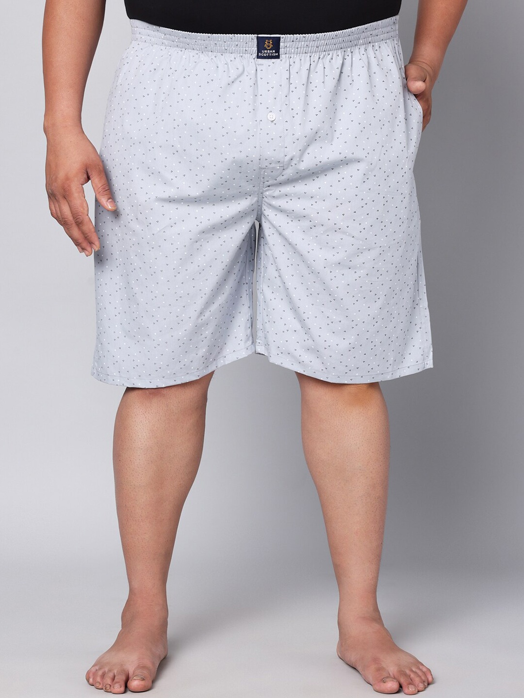 

URBAN SCOTTISH Plus Size Printed Pure Cotton Plus Size Boxer USBX150, Grey