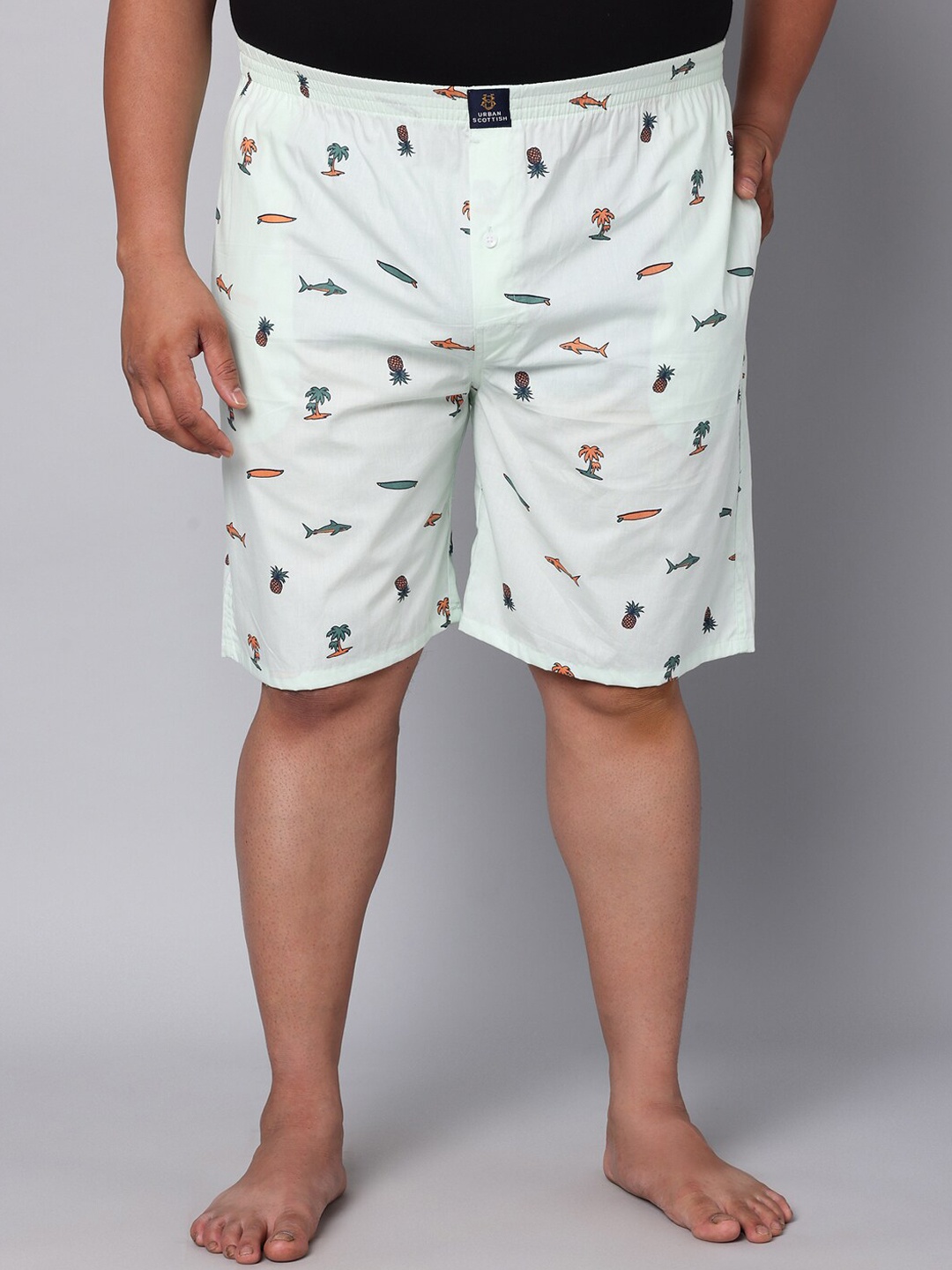 

URBAN SCOTTISH Plus Size Printed Pure Cotton Boxers USBX154, Blue