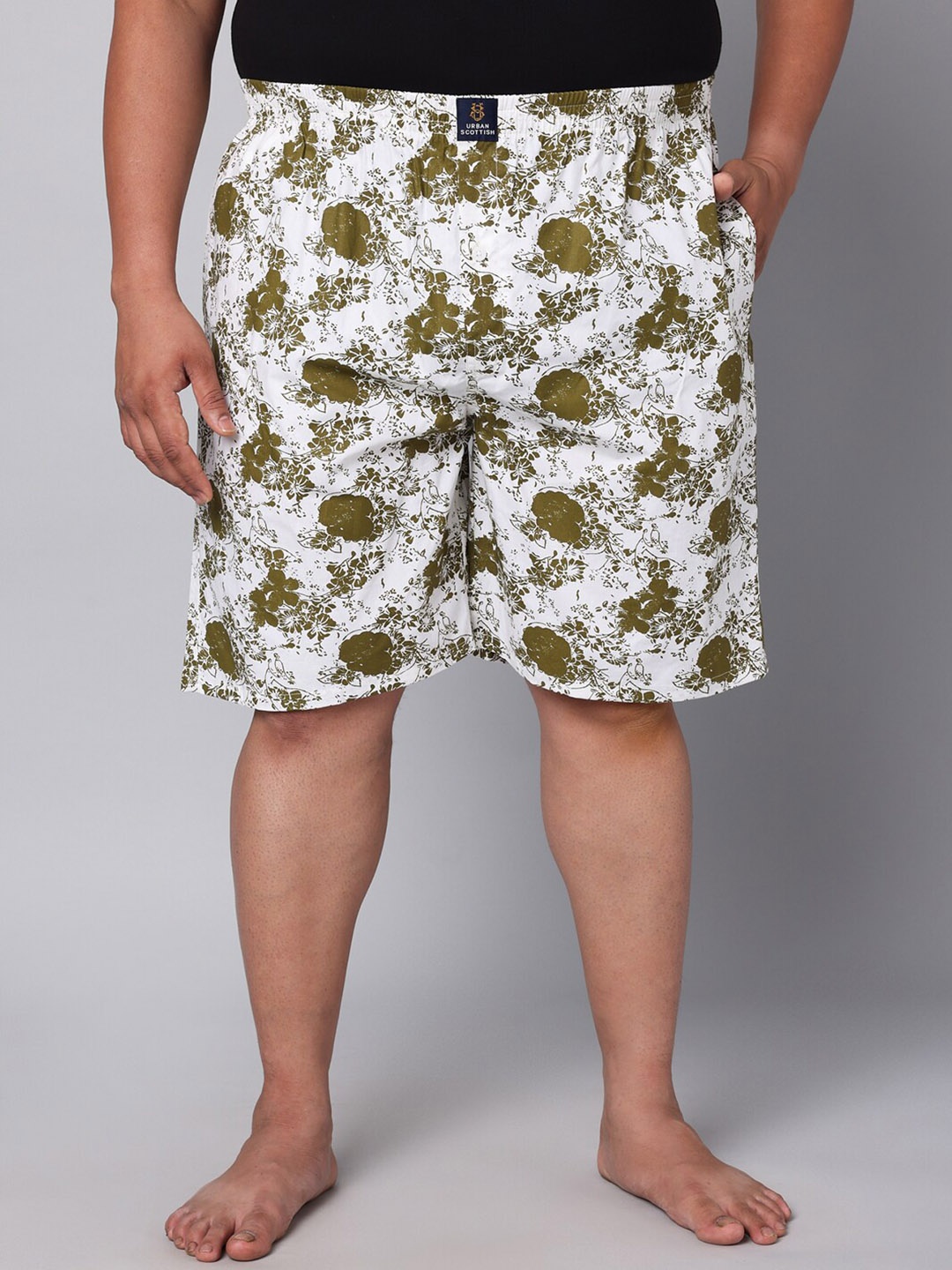

URBAN SCOTTISH Plus Size Printed Pure Cotton Boxers USBX147, Green