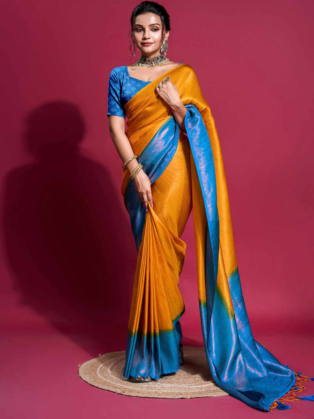 

Mitera Ethnic Motif Woven Design Banarasi Zari Saree, Yellow