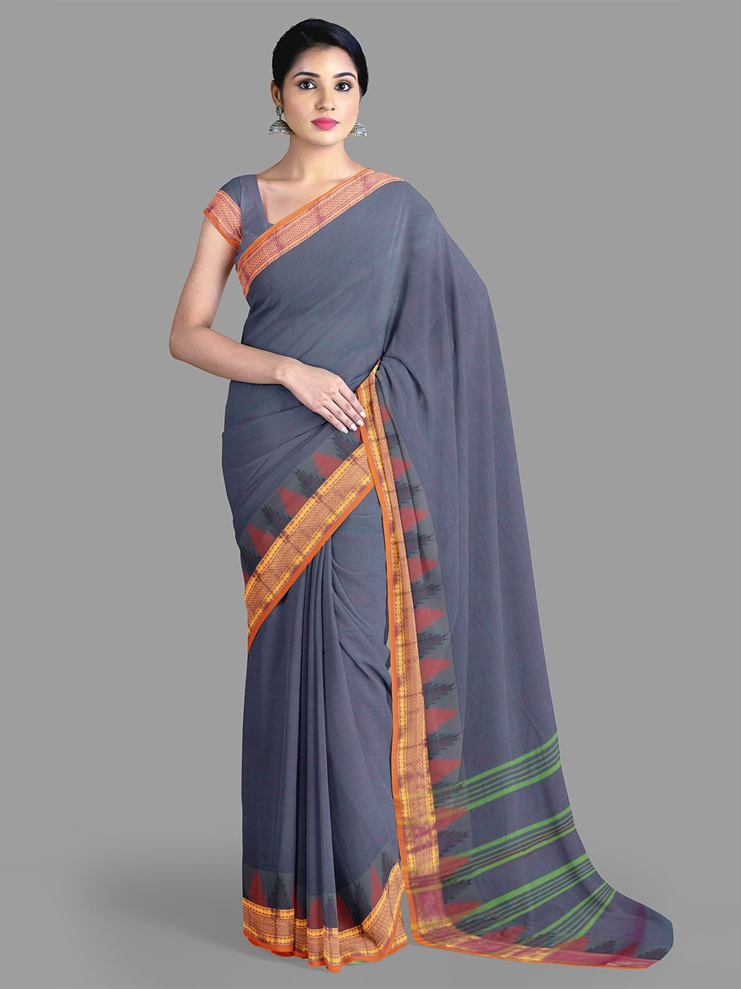 

The Chennai Silks Zari Pure Cotton Chettinad Saree, Blue