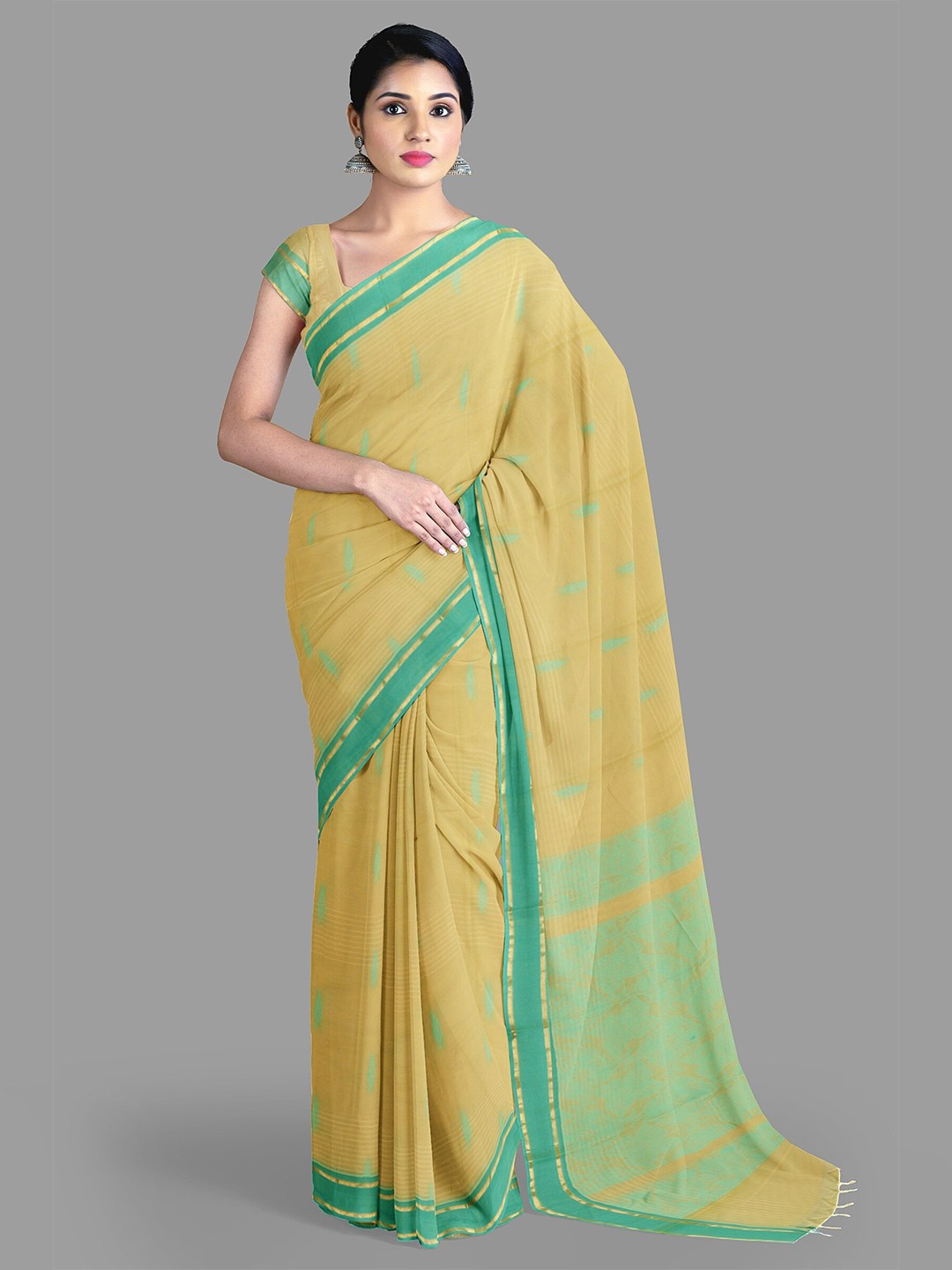 

The Chennai Silks Woven Design Pure Cotton Kovai Saree, Yellow