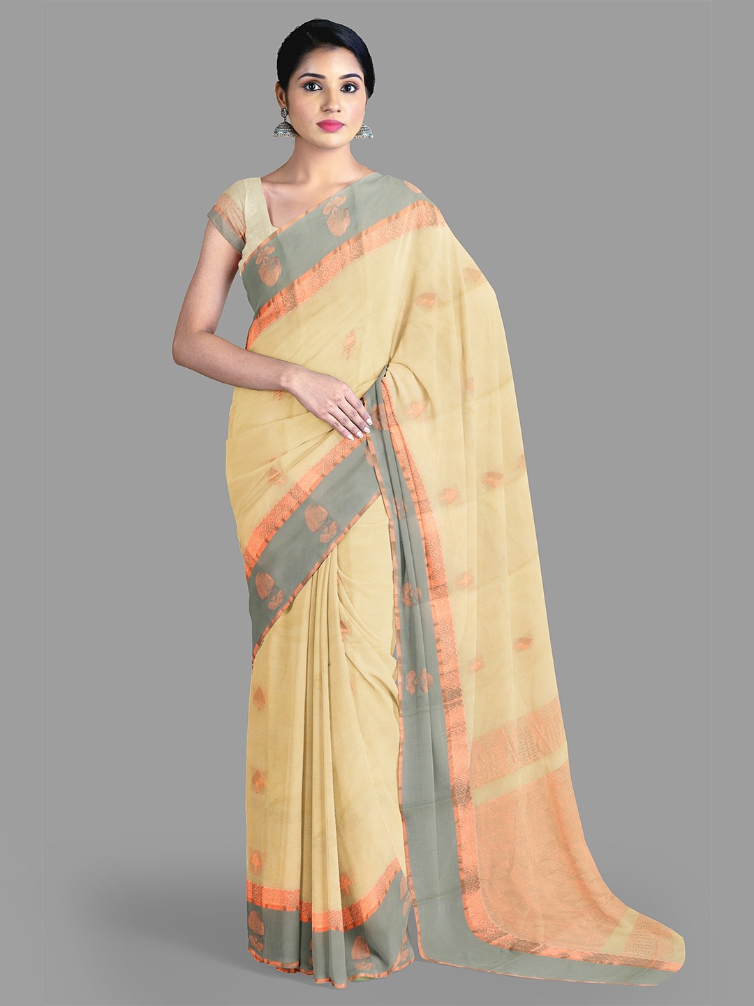 

The Chennai Silks Ethnic Motifs Zari Pure Cotton Kovai Saree, Cream