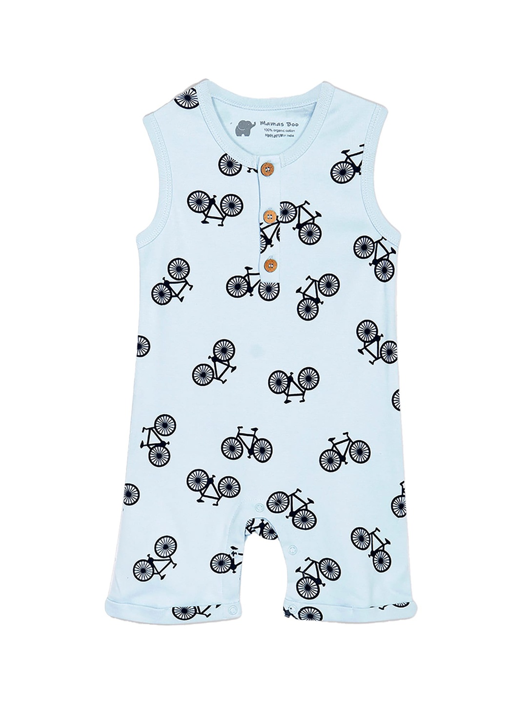 

Whistle & Hops Infants Printed Pure Organic Cotton Rompers, Blue