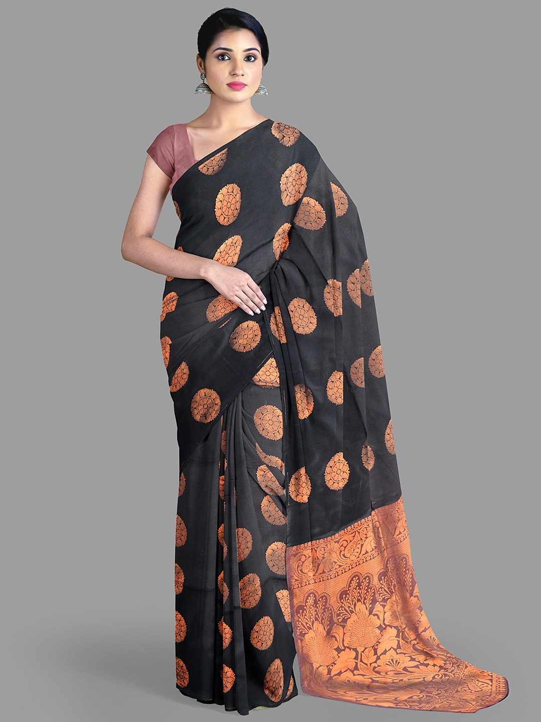 

The Chennai Silks Ethnic Motifs Woven Design Banarasi Saree, Black