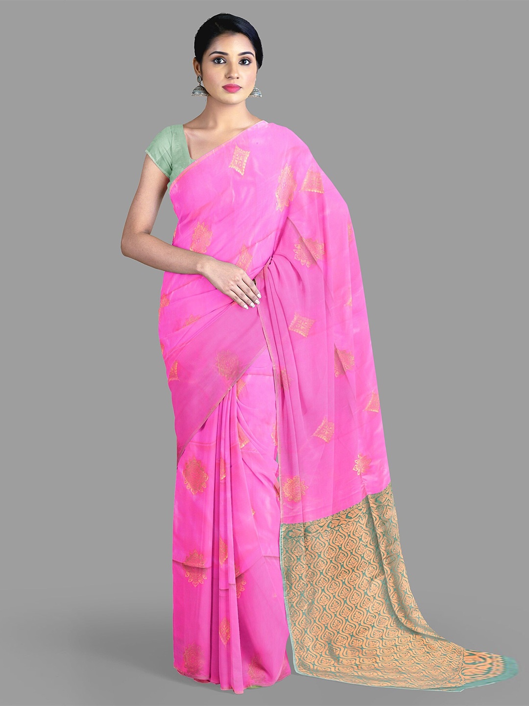 

The Chennai Silks Ethnic Motifs Woven Design Banarasi Saree, Rose